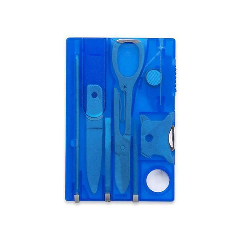 12 In 1 Portable Hiking Cards Pocket Credit Card Portable Multi Tools Outdoor Survival Camping Equipment EDC Tool Gear Blue