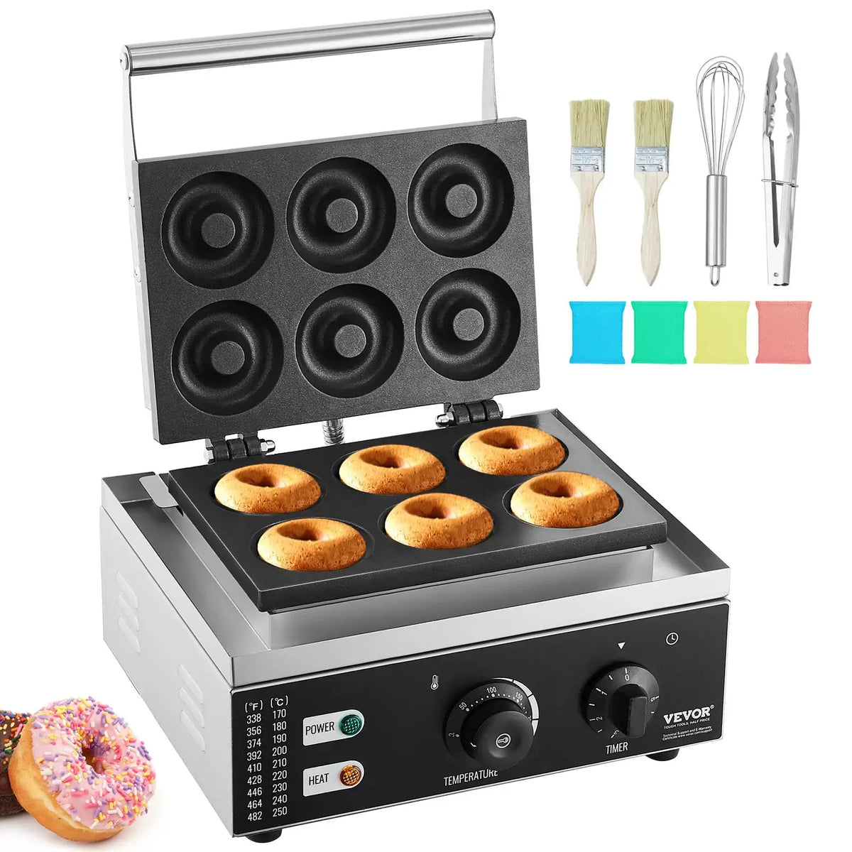 Six Twelve Hole Electric Donut Maker Nonstick Surface