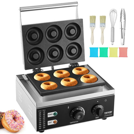 Six Twelve Hole Electric Donut Maker Nonstick Surface