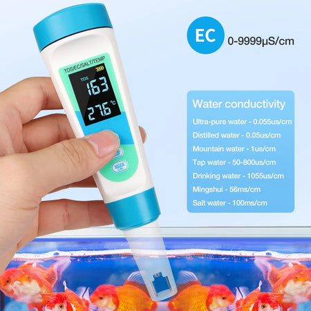SAL107SA06 &ndash; 4 In 1 TDS EC Salt Temp Water Tester Pro
