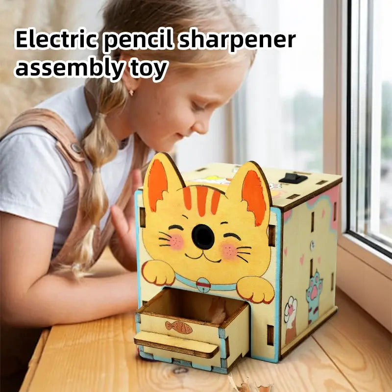 DIY Electric Pencil Sharpener Model Toys Technologia Science Experimental Tool Kit Educational Wooden Puzzle Games for Kids by InterCyprus Trading Ltd