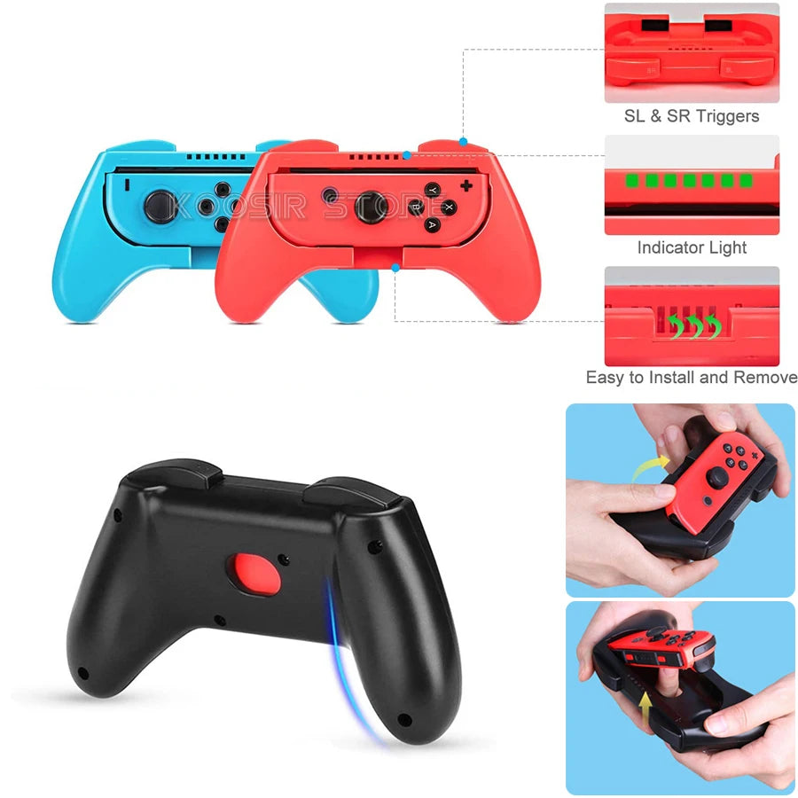 Nintendo Switch Game Accessories Set &ndash; Enhanced Gaming Experience with Joy Con Handle and Racing Steering Wheel