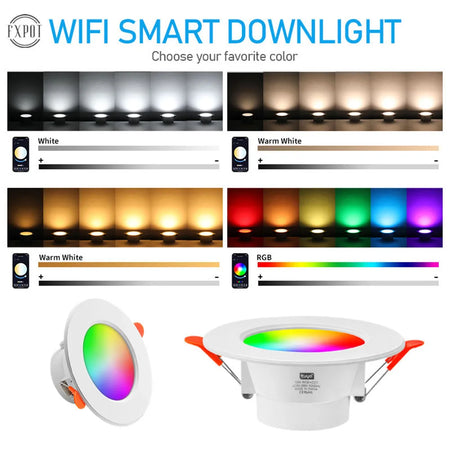 1-10PCS 10W Smart LED Downlight Bluetooth Ceiling Lamp RGB Lamp APP Remote Control Color Changing light for Google Alexa Home
