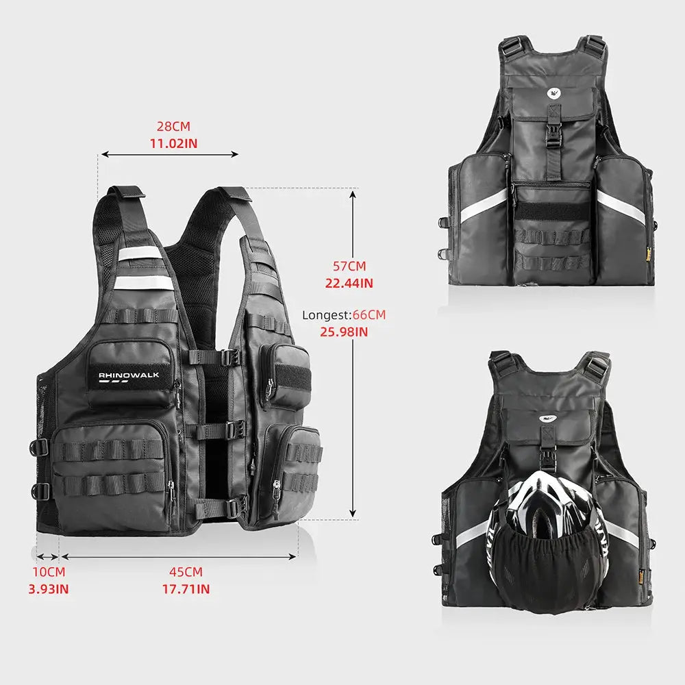 Rhinowalk Motorcycle Vest Adjustable Size Motor Breathable Motocross Vest Motorbike Jacket Backpack Support Water Bag And Helmet by InterCyprus Trading Ltd