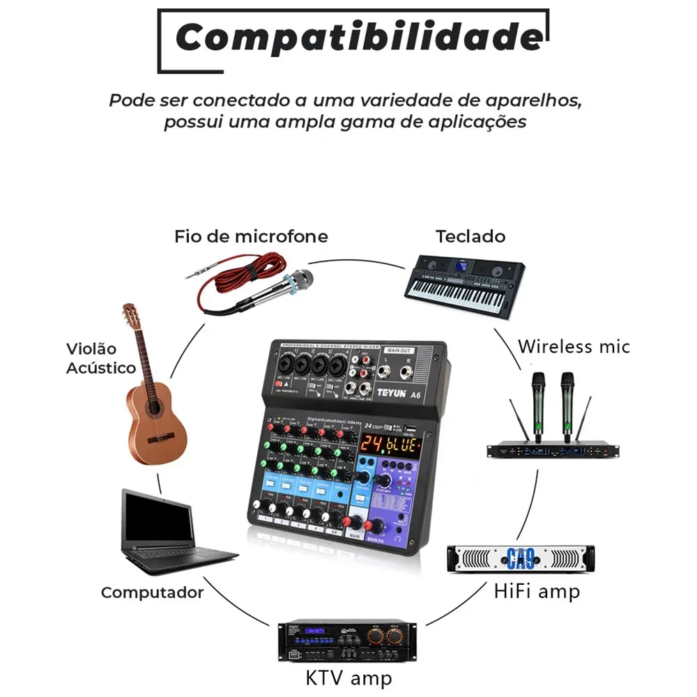 TEYUN A6 A8 A4 6/8 Channel Audio Mixer &ndash; Portable Mixer