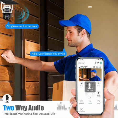 V380 12MP 3 Lens WiFi IP Solar Camera PIR Human Detection Night Vision Waterproof Security Video Camara 6K Battery CCTV Monitor