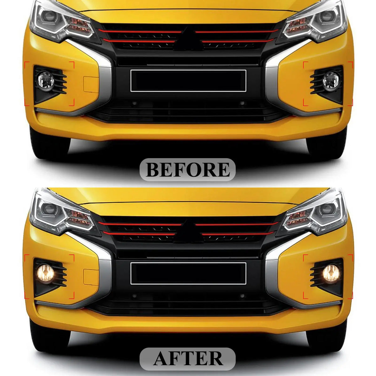 For Mitsubishi Attrage Mirage 2020 2021 Fog Lamp DRL Daytime Running Light Halogen Daylight Cover Grill Bezel Wire Harness by InterCyprus Trading Ltd