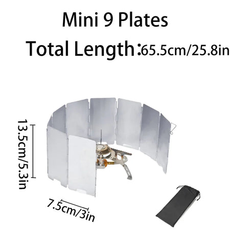 9/10/12pcs Windproof Camping Windshield Set  Foldable Stove Screen Outdoor Cooking Essential Heavy Duty Wind Barrier Gas Stoves 9  Plates