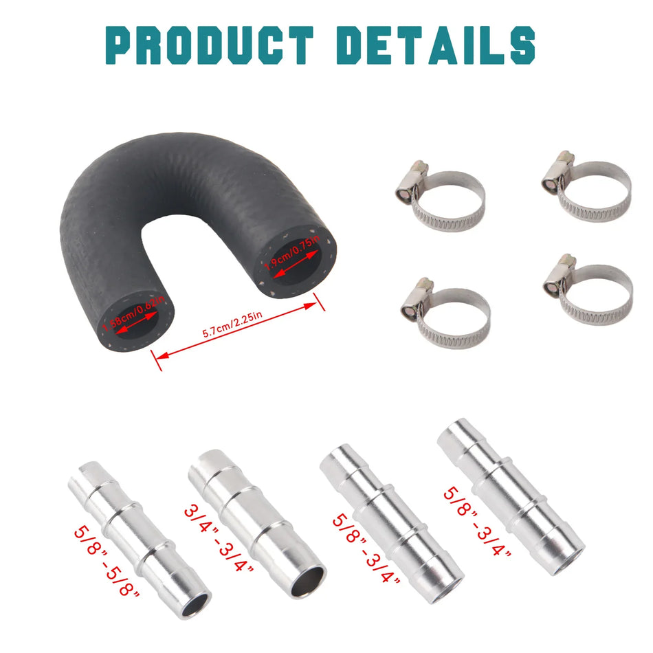 Aluminium-Motorheizkörper-Bypass-Kit mit 5/8 und 3/4 Schlauchanschlüssen