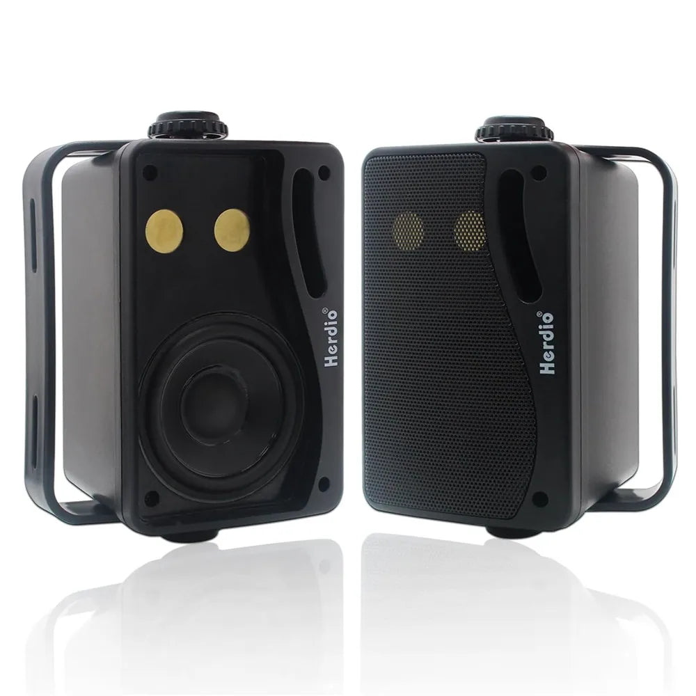 Herdio 3.5'' Waterproof Outdoor Speakers - 200W 3-Way Wired Wall Mount, Patio &amp; Marine Sound System