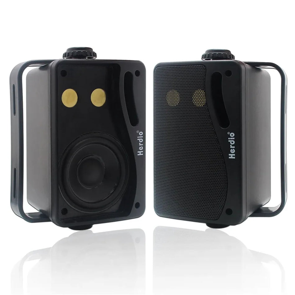 Herdio 3.5'' Waterproof Outdoor Speakers - 200W 3-Way Wired Wall Mount, Patio &amp; Marine Sound System