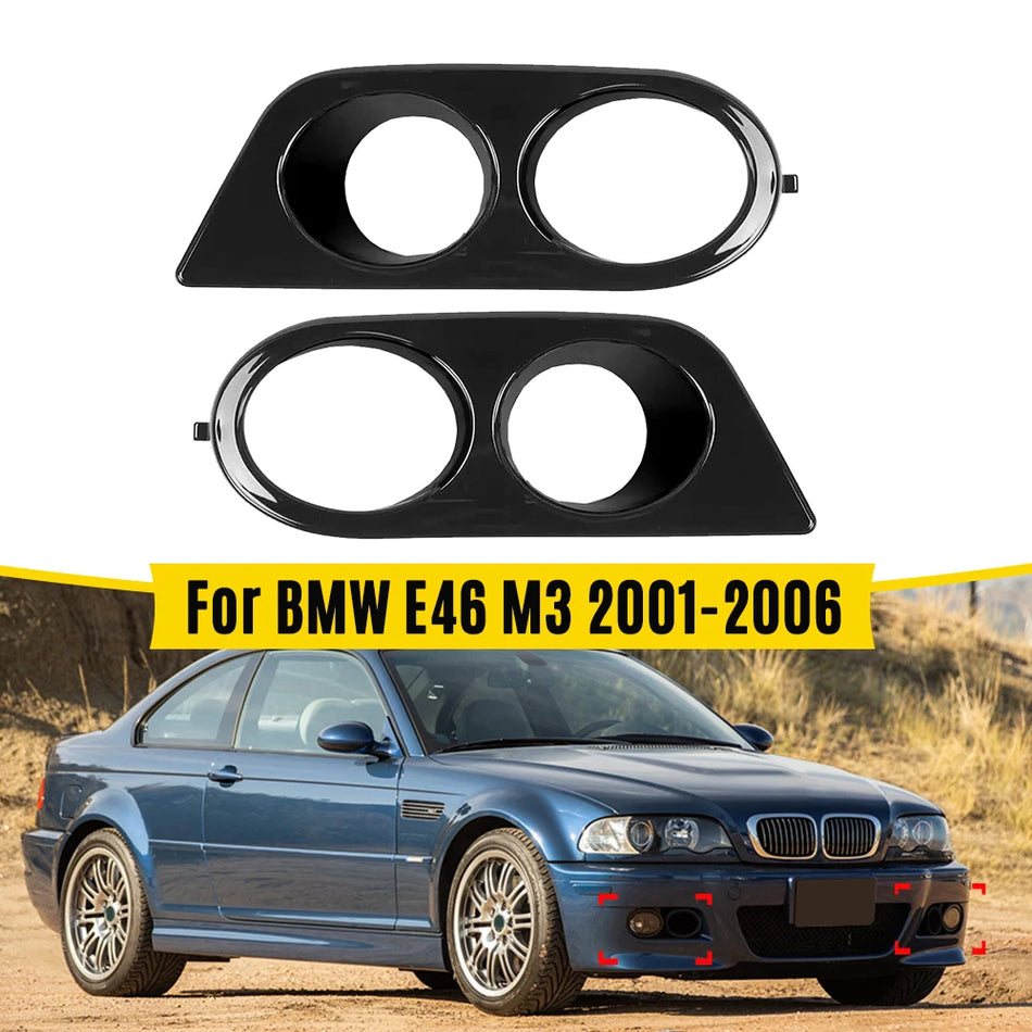 Cadre de couvercle de phare antibrouillard pour BMW E46 M3 2001-2006, plastique ABS noir brillant, remplacement direct