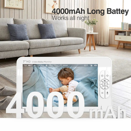 7 Inch 1080P Video Baby Monitor With Temp Alert And Dual Camera by InterCyprus Trading Ltd