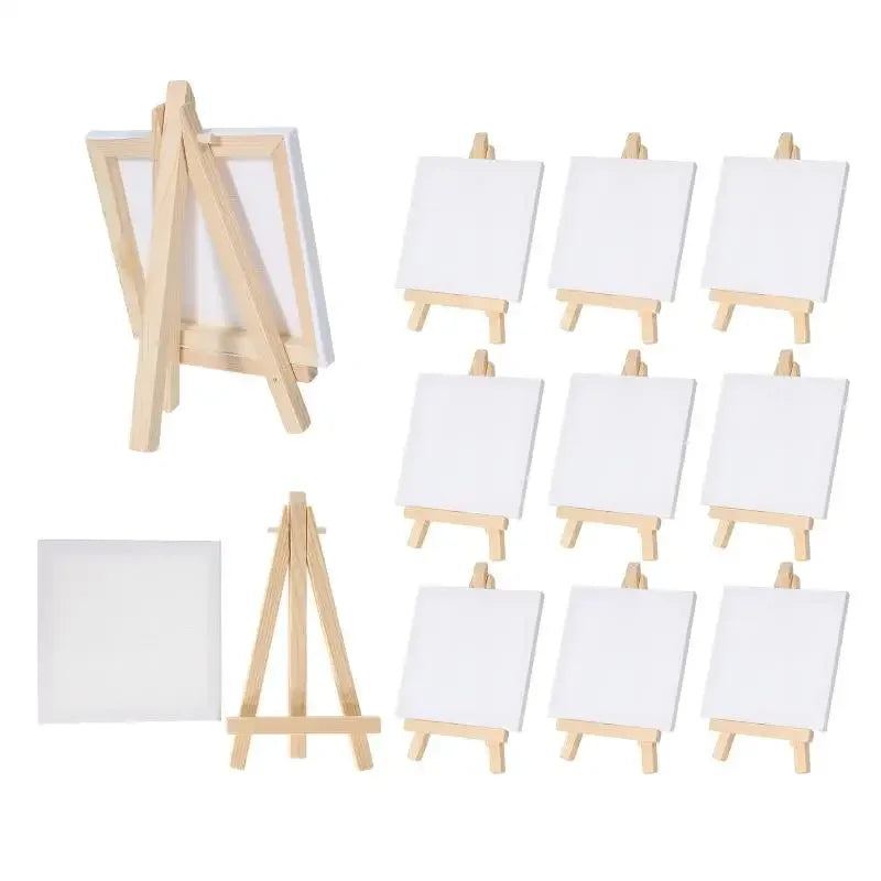 12Pcs 5 Inch Mini Easel Set &ndash; 3x3 Inch Canvases Included
