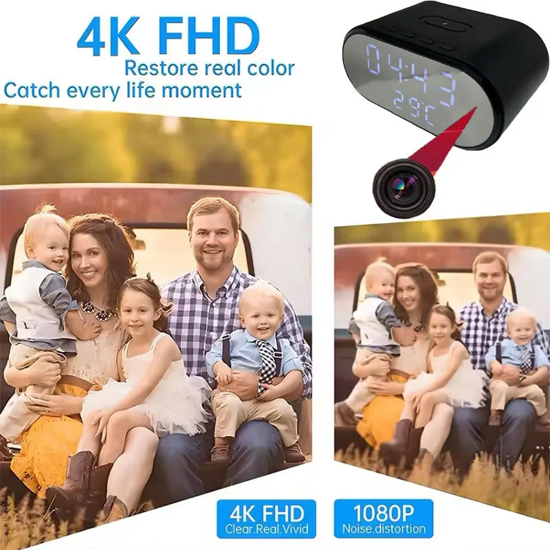 Wiwacam W6-32 &ndash; 4K HD Alarm Clock Camera with Wireless Charger