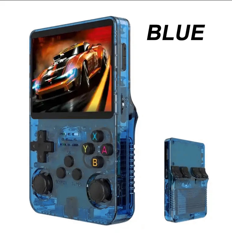 R36S Retro Handheld Video Game Console - 3.5" IPS Screen, 64GB, Arkos System Blue / 64G