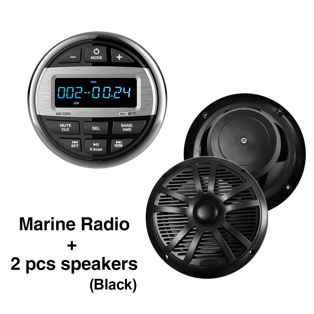 MS-10RV-1 - Waterproof IPX5 Bluetooth RV Media Player Radio Black