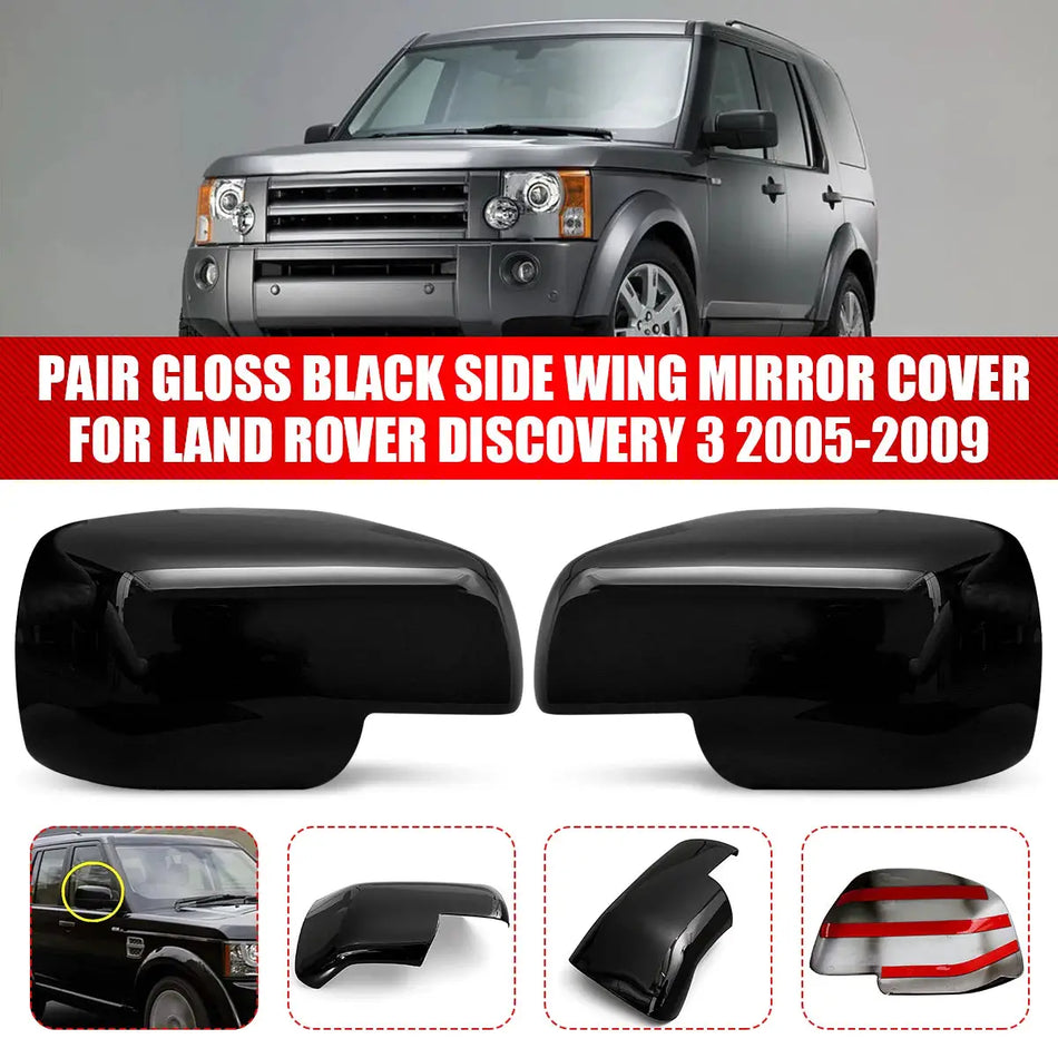 Gloss Black Side Door Mirror Covers For Land Rover Discovery 3 Freelander 2 by InterCyprus Trading Ltd