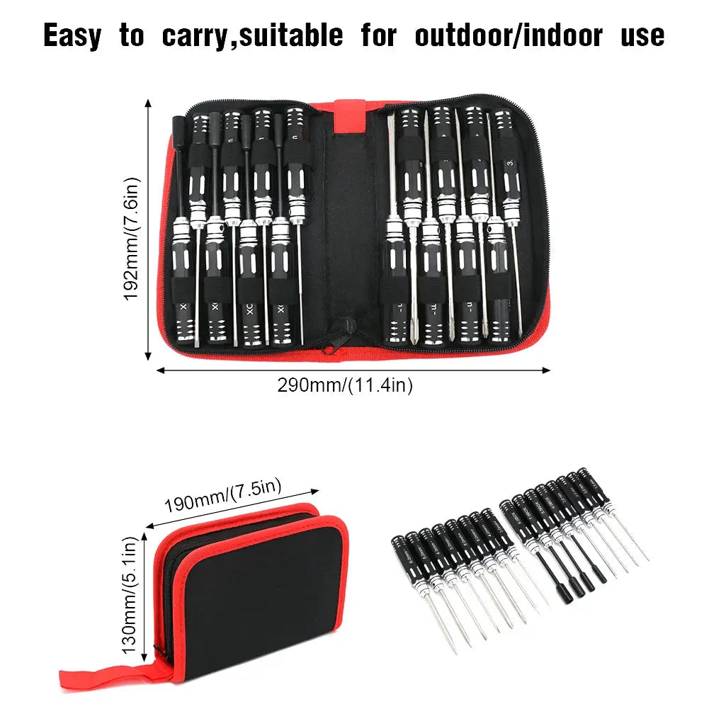 RC Hex Driver Set - 16pcs Hex Allen Screwdriver Kit Hex Nut Driver Set Wrench Key Driver Tool for Rc Car Traxxas Helicopter by InterCyprus Trading Ltd