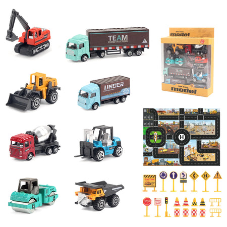 Coolplay 8 Piece Alloy Engineering Truck Set &ndash; Classic Construction Fun for Boys A with box