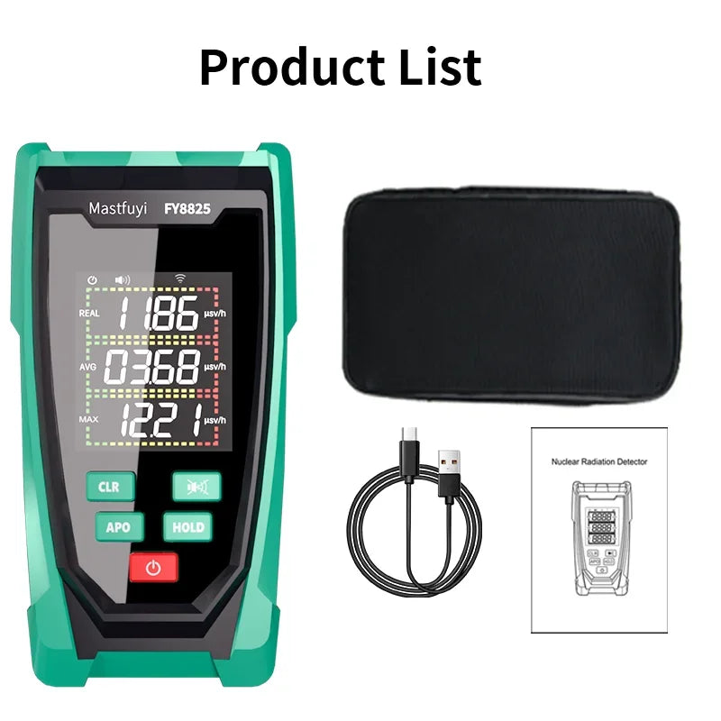 MASTFUYI Geiger Counter - Advanced Nuclear Radiation Detector with LCD Display FY8825