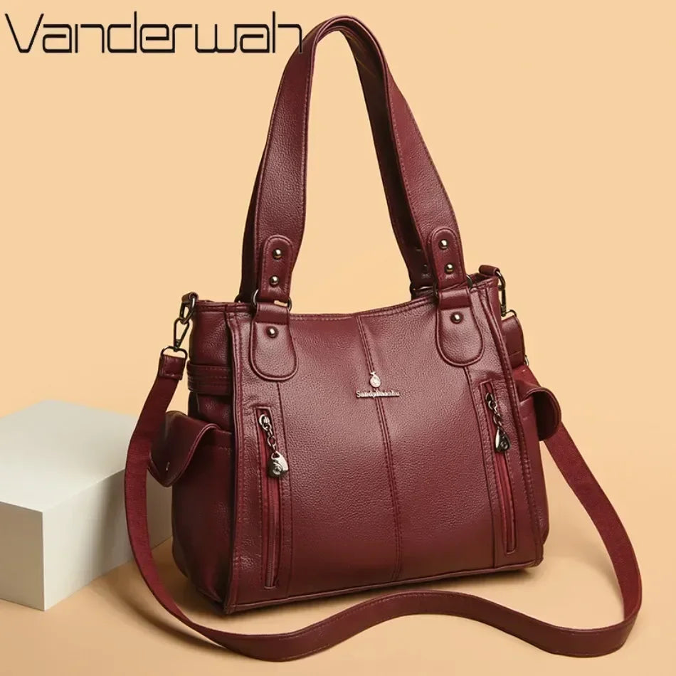 Borsa a Spalla in Morbida Pelle, Lusso Tracolla a Tracolla Donna, Borsa da Designer con Lavorazione Squisita, Pelle di Alta Qualità