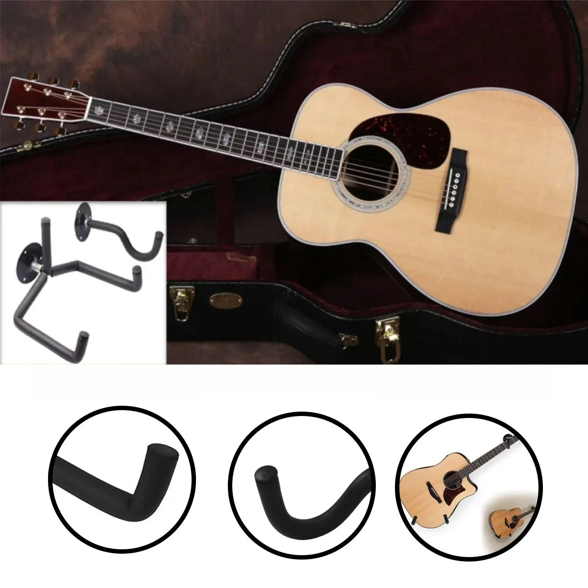 Metal Guitar Wall Mount Hanger &ndash; Foam Wrapped Iron Frame