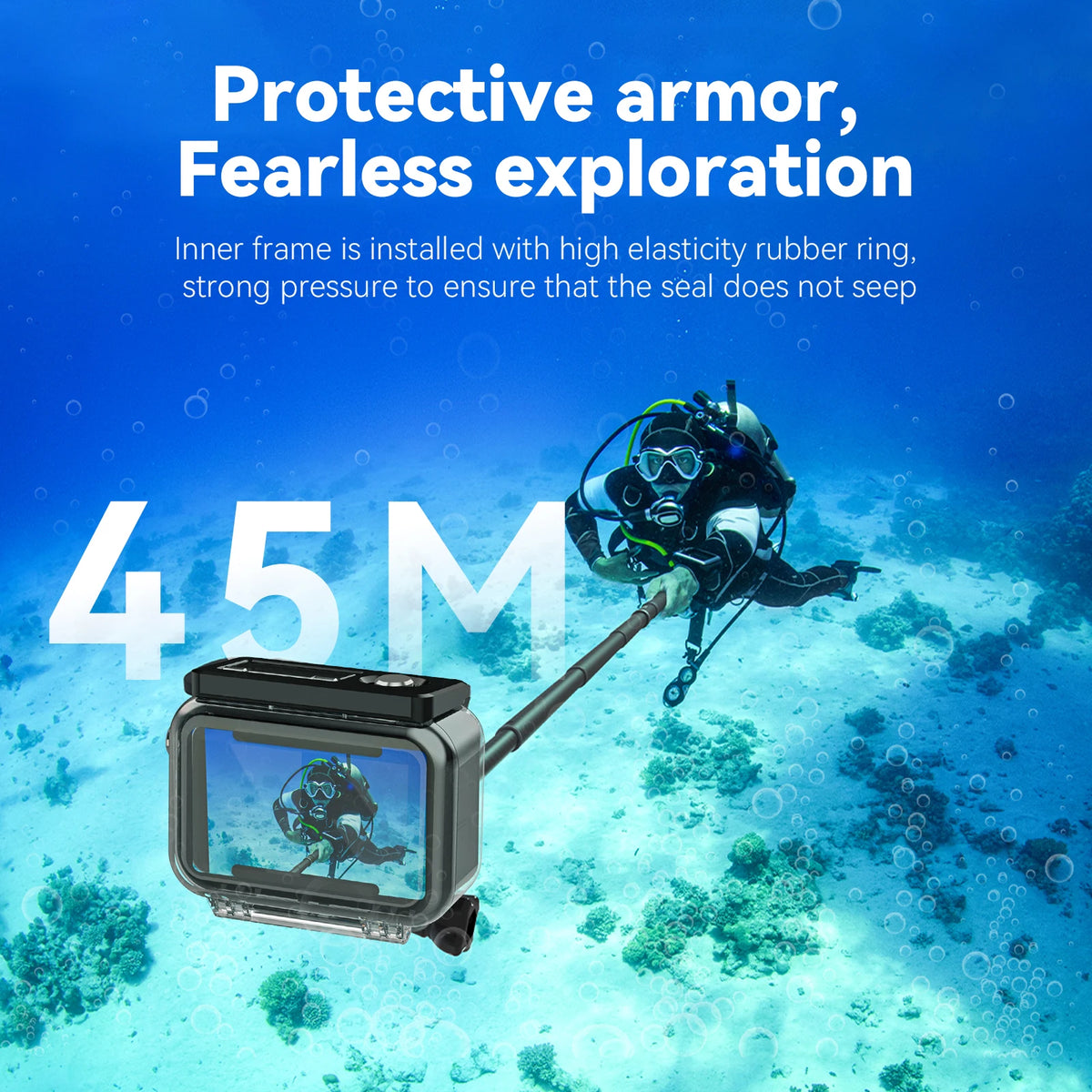 TELESIN 45M Waterproof Case for DJI OSMO Action 3/4/5 Pro - Underwater Camera Housing