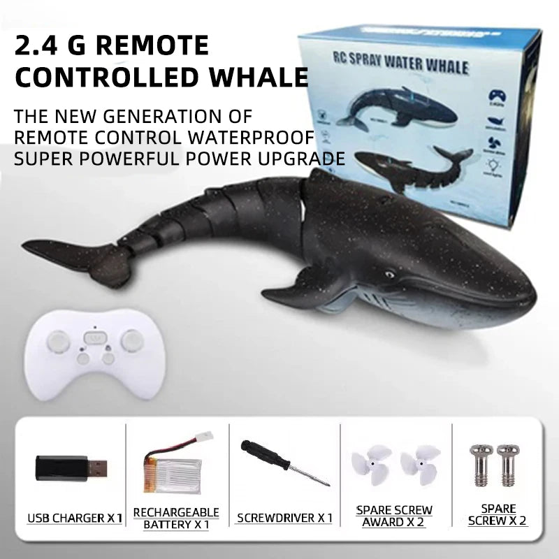 Remote Control Whale Shark Boat for Kids Age 8-12 Big RC Whale Black