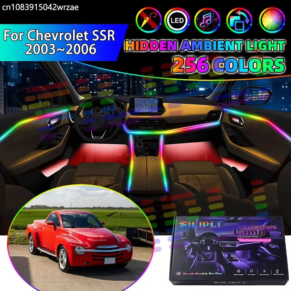 For Chevrolet SSR 2003~2006 2004 2005 RGB Car Interior Ambient Lights Strips Breathing Lighting Kit App Control LED strips Parts by InterCyprus Trading Ltd
