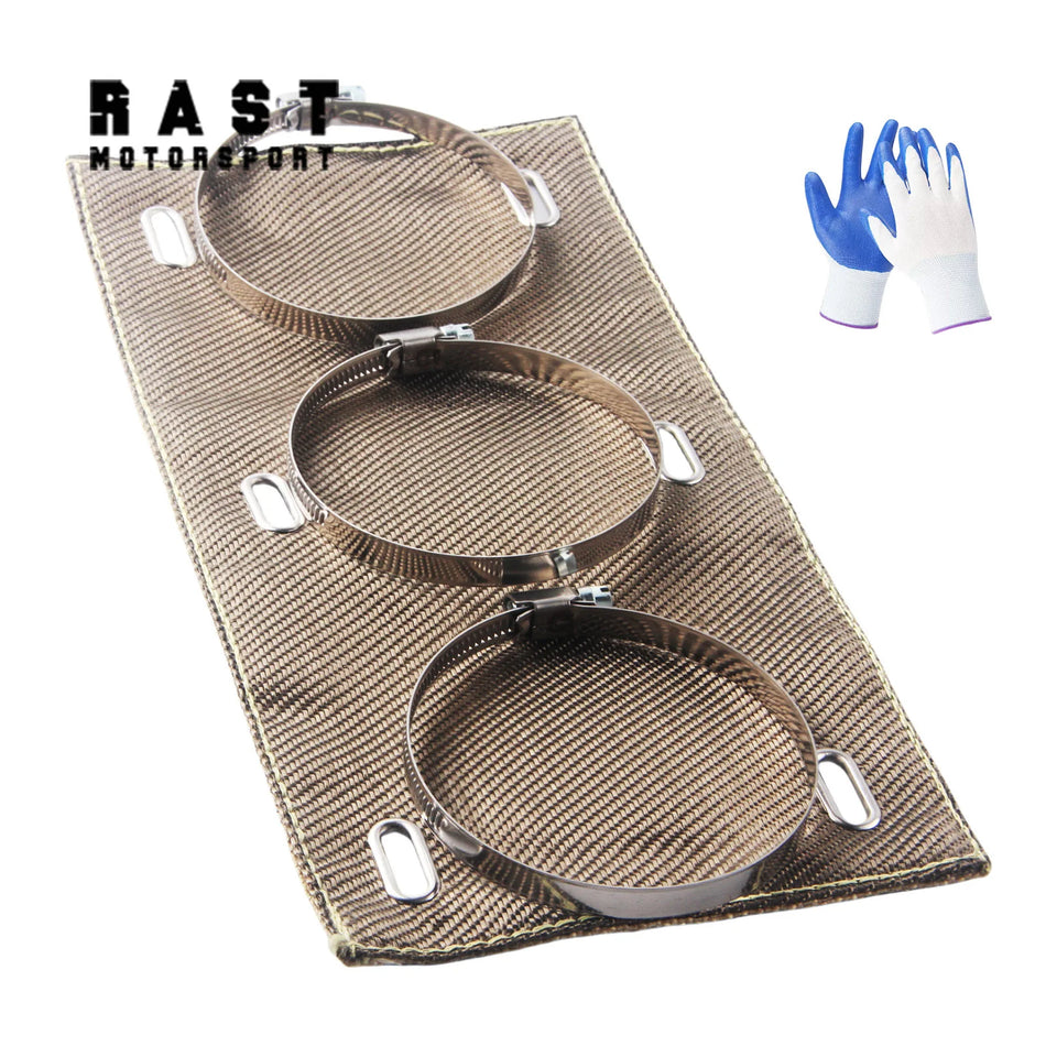 Titanium-Auspuff-Hitzeschutzschild, zweilagiges Design mit Silikafaser, 6 x 12 Zoll