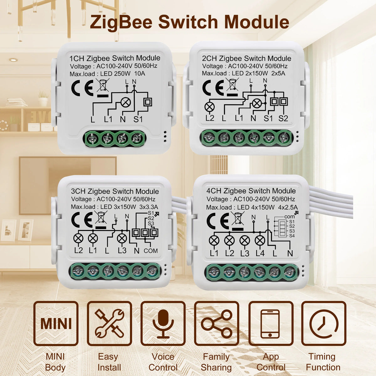 GIRIER Tuya ZigBee 3.0 Smart Switch Module - 10A DIY Home Automation