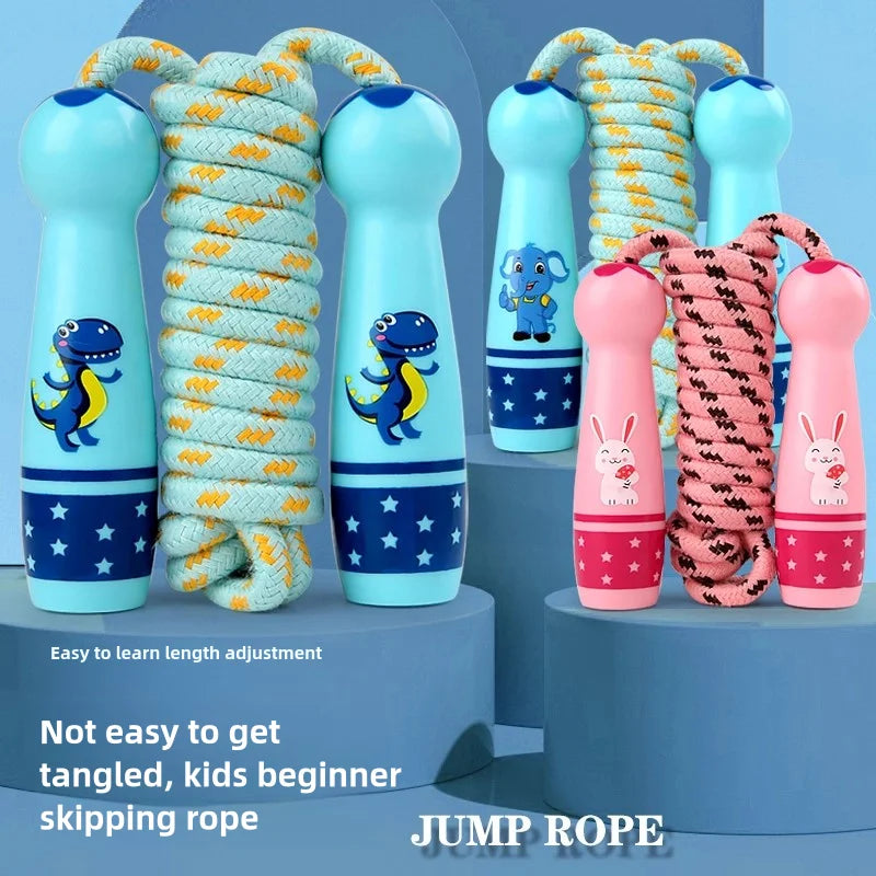 Adjustable Cartoon Handle Cotton Jump Rope for Kids - Fun &amp; Fitness Toy