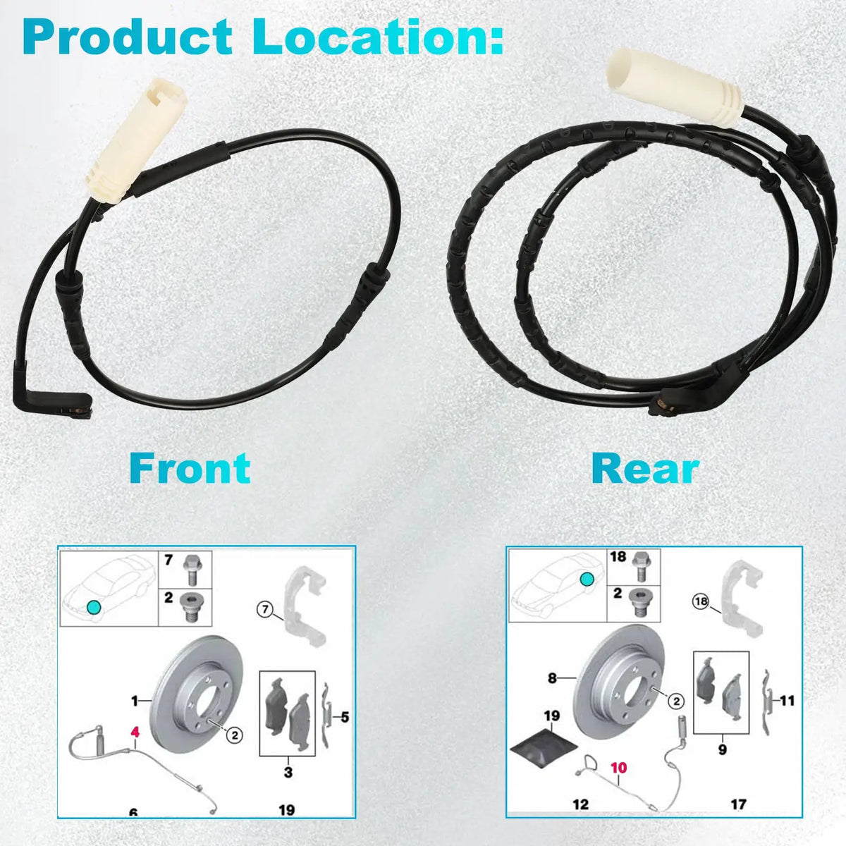 2x Car Front Rear Brake Pad Indicator Sensor For BMW 1 Series E81 E82 E87 E88 & 3 Series E90 E91 E92 E93 34356762252 34356762253 by InterCyprus Trading Ltd