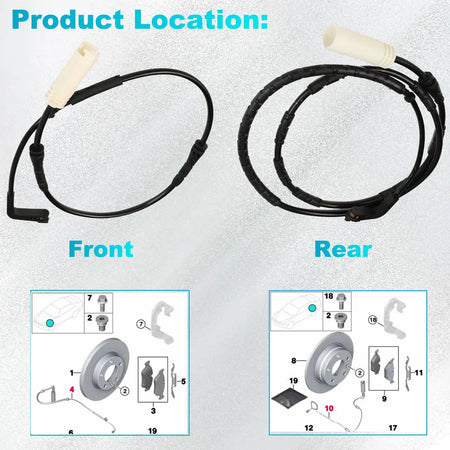 2x Car Front Rear Brake Pad Indicator Sensor For BMW 1 Series E81 E82 E87 E88 & 3 Series E90 E91 E92 E93 34356762252 34356762253 by InterCyprus Trading Ltd