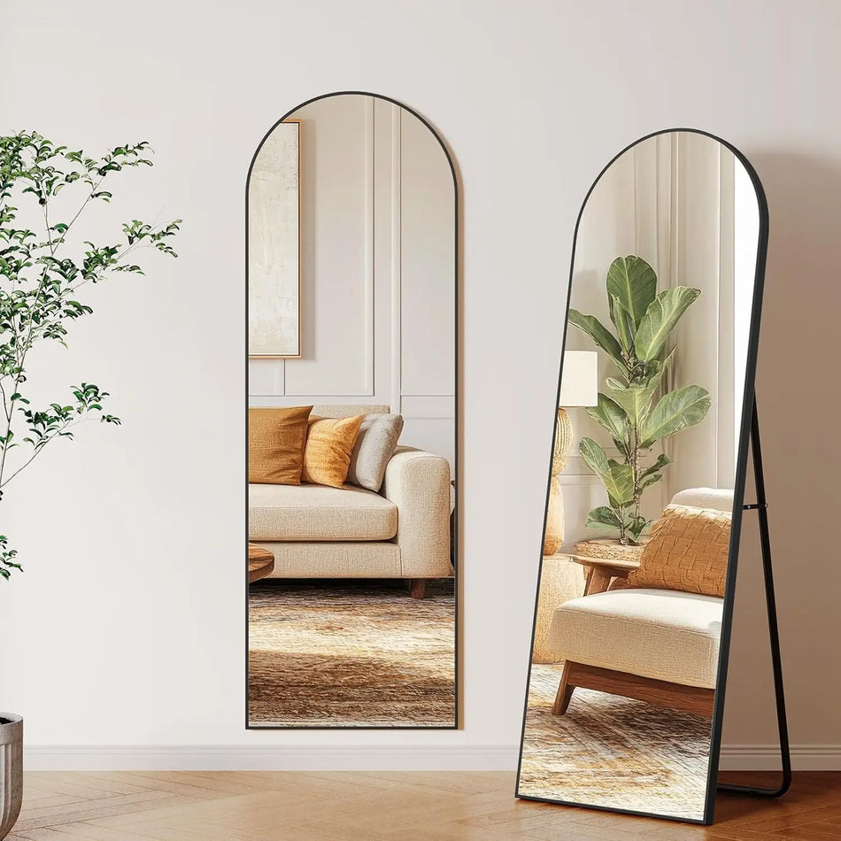 Espelho de Corpo Inteiro Arqueado 150x50cm com Estrutura de Alumínio