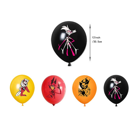 Hazbined Birthday Party Decoration Set with Balloons, Banner, and Cake Topper