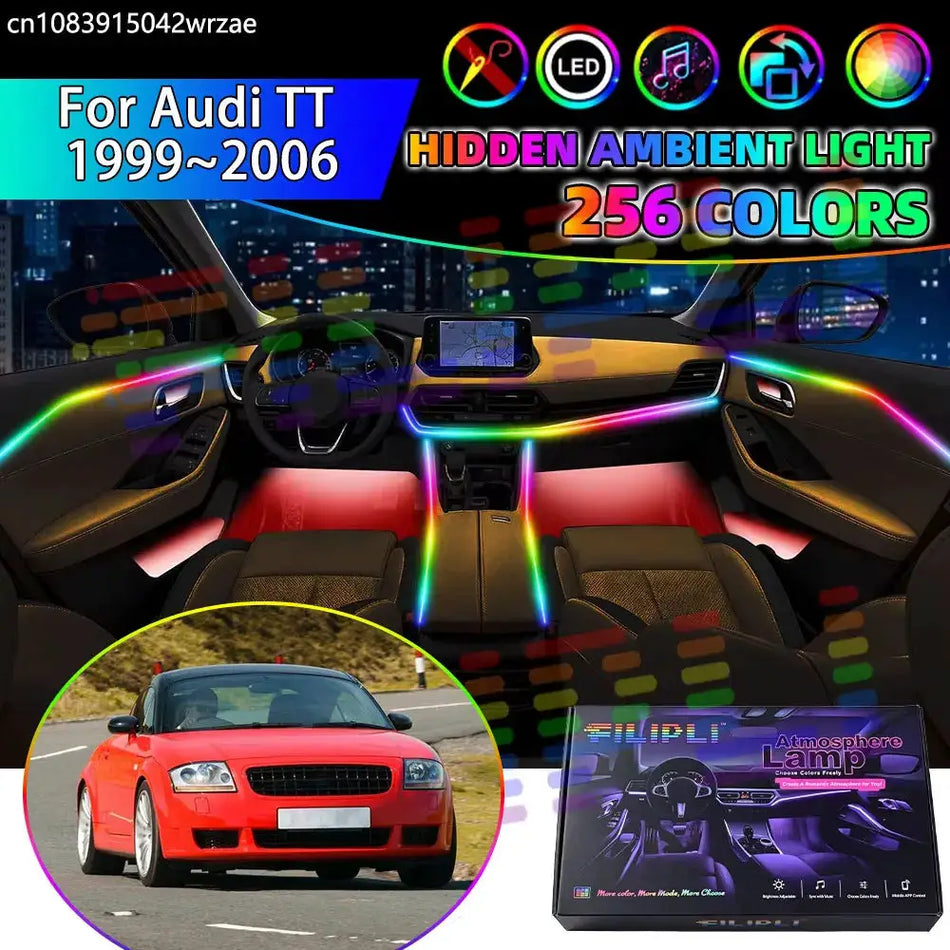 For Audi TT 1999~2006 8N MK1 1th RGB Car Interior Ambient Lights Strips Breathing Lighting Kit App Control LED strips Auto Parts by InterCyprus Trading Ltd