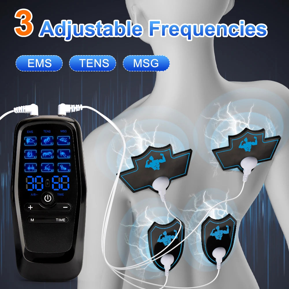 EMS Electric Muscle Stimulator USB Tens Unit Massager - Portable &amp; USB Rechargeable