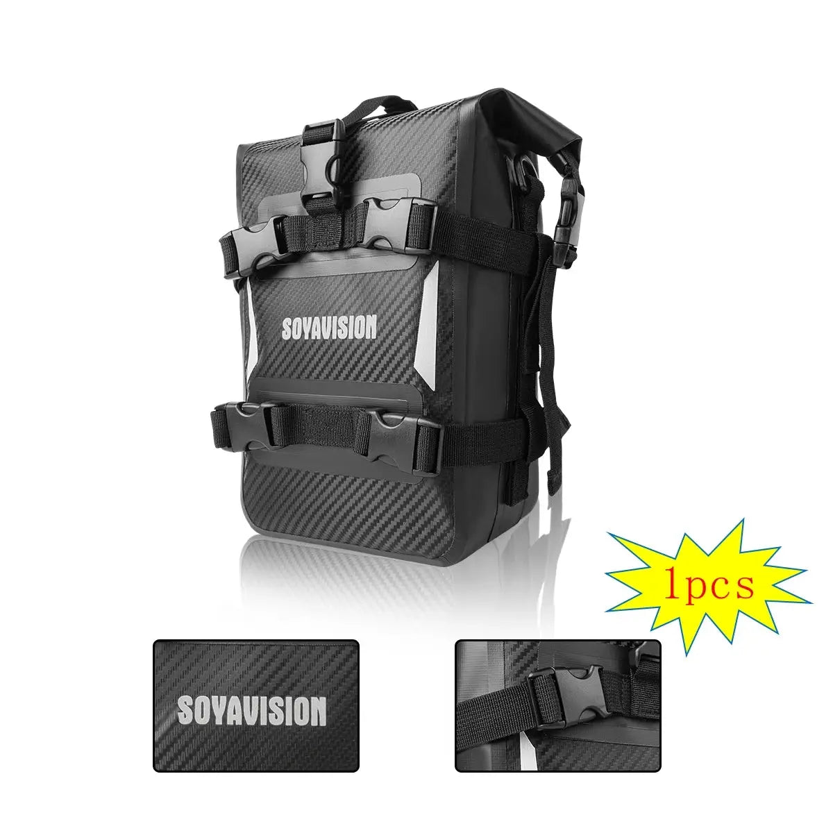 Reflective Motorcycle Dry Bag Bumper Crash Bar Bags 7L-9L Motorcycle Sissy Bar Back Seat Saddle Rack Side Tool Bag Pack by InterCyprus Trading Ltd