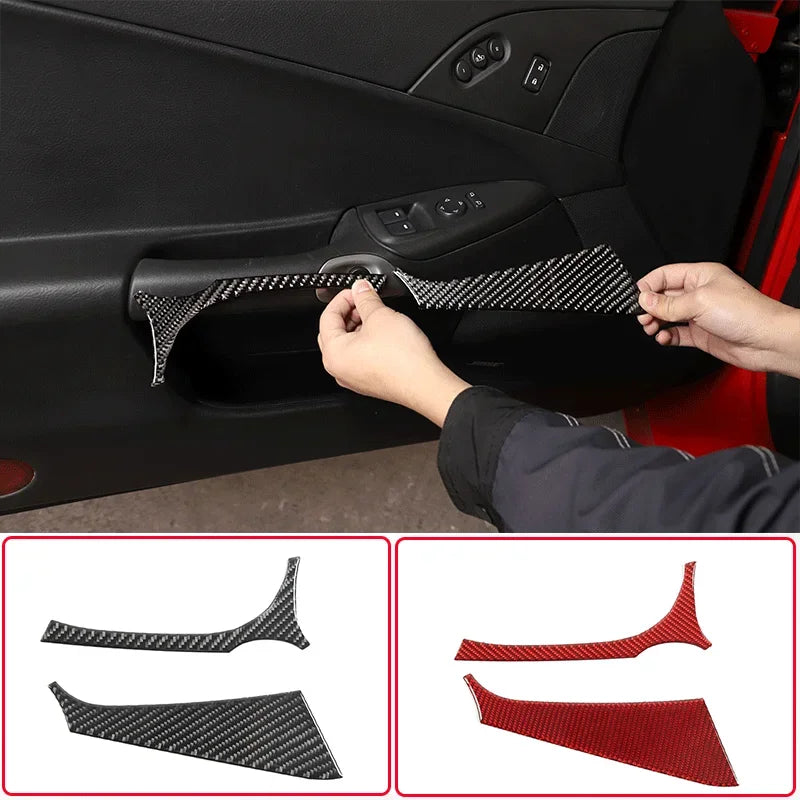 Nalepka za ploščo ročaja vrat iz ogljikovih vlaken črna C6 Corvette