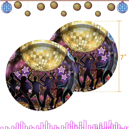 Neon Disco Party Decorations Set - TAKARA TOMY plates-10pcs-7inch / CHINA