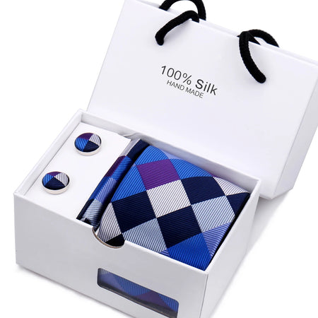Luxury Men's Paisley Tie Set with Pocket Square &amp; Cufflinks in Gift Box