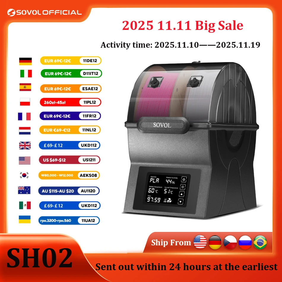 Σακουλάκι Ξηραντήρα Νημάτων Sovol SH02 με Θερμαντήρα PTC, Διπλός Κάτοχος Σπείρας, Σφραγισμένη Αποθήκευση