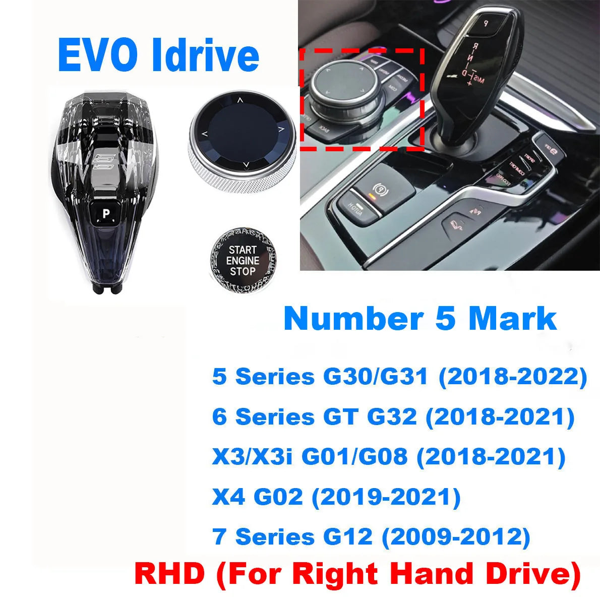 3 Pieces Set Crystal Gear Shift Knob Lever Car Crystal Shift Knob Gear Handle For 5 6 7 Series G30 G31 G32 G12 X3 X4 G01 G02 by InterCyprus Trading Ltd