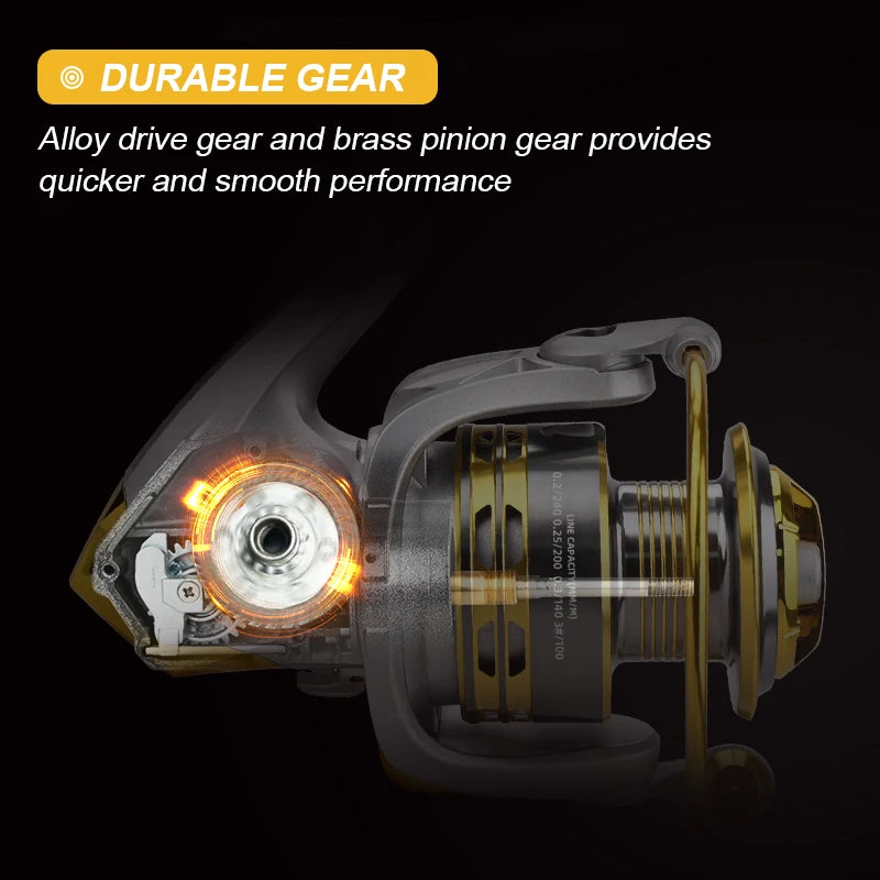 MEREDITH Fishing Spinning Reel with Metal Spool 5.2:1 Gear Ratio, 4+1BB Bearings