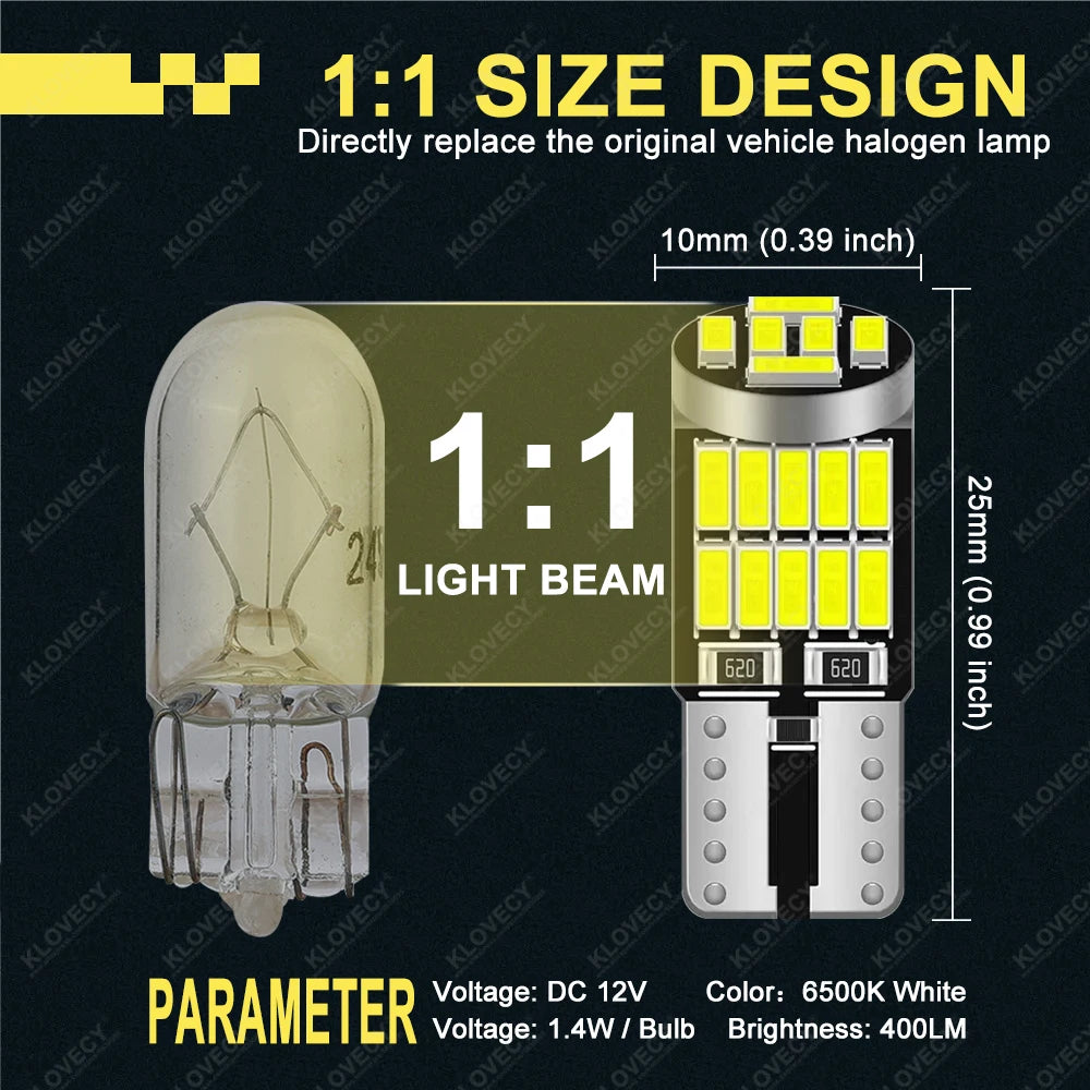 10-40PCS T10 W5W LED Bulb CANBUS 12V &ndash; Super Bright