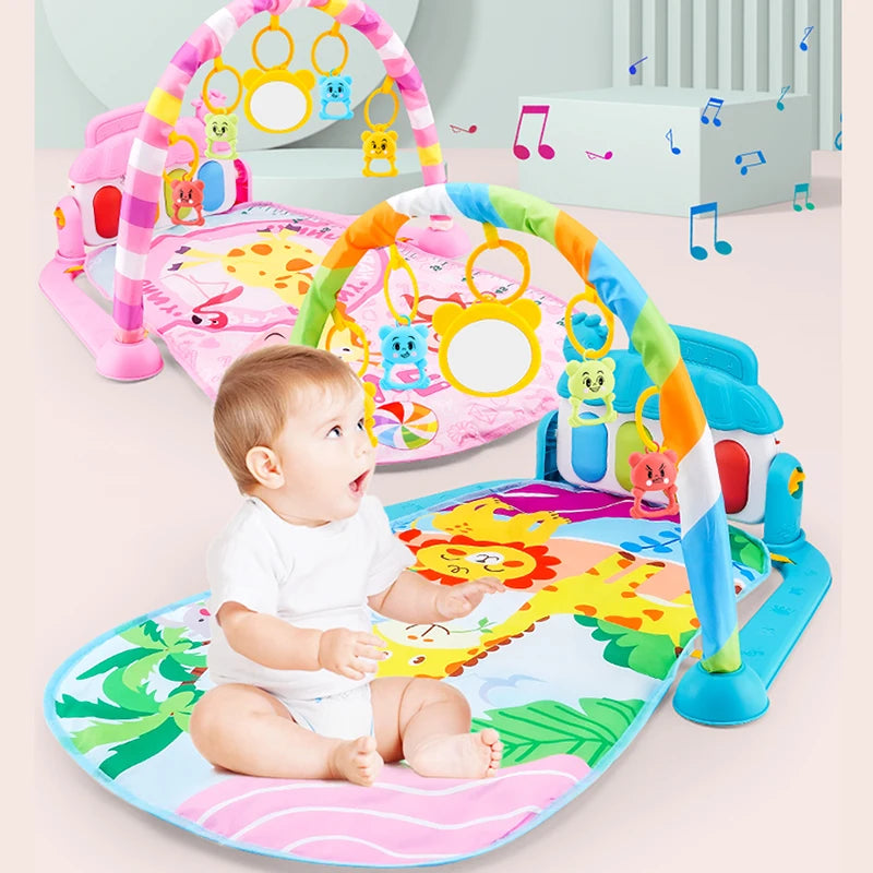 Musical Baby Activity Gym with Piano Keyboard Play Mat, Crawling Rug for Infants, Educational Toy Gift