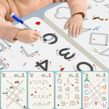 Magical Montessori Tracing Workbook for Kids - Reusable Educational Calligraphy &amp; Drawing Book