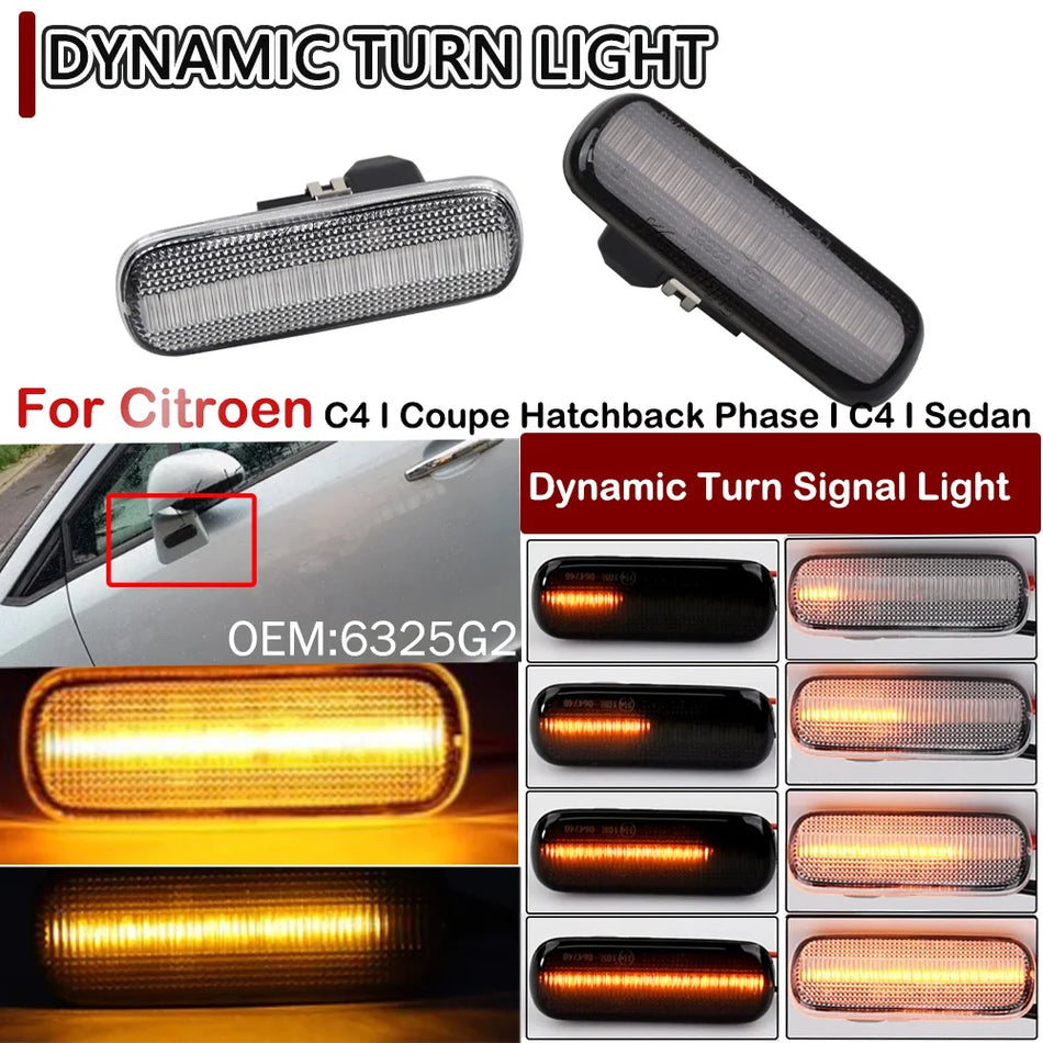 Feux clignotants de rétroviseur LED lentille en cristal pour Citroën C4 MKI